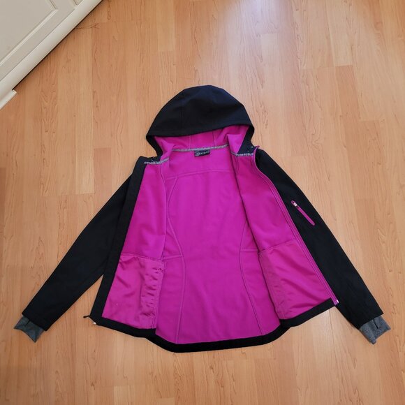 Women's Mondetta Black Fitted Soft Shell Hooded Athletic Jacket Coat - M - Picture 5 of 11